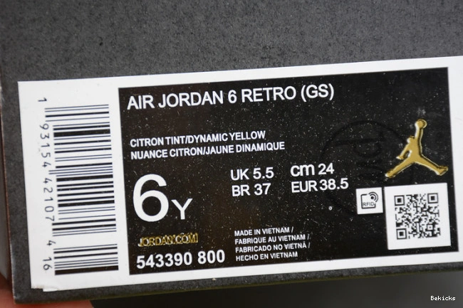 Cheap BK (gs) 6 dynamic retro 543390-800 floral yellow air jordan 1110